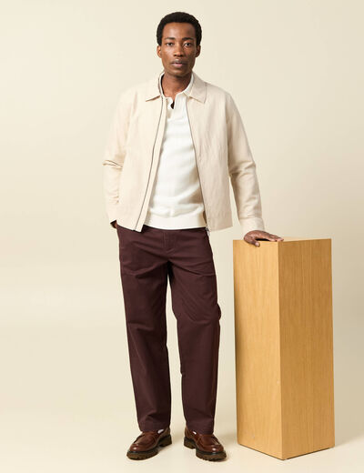 Blouson droit court manches longues sable homme