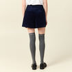 Jupe-short taille haute en velours bleu marine femme