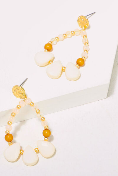 Boucles d'oreilles pendantes ecru femme