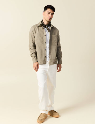 Surchemise manches longues vert kaki homme