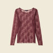 T-shirt ajust&eacute; manches longues col rond bordeaux femme