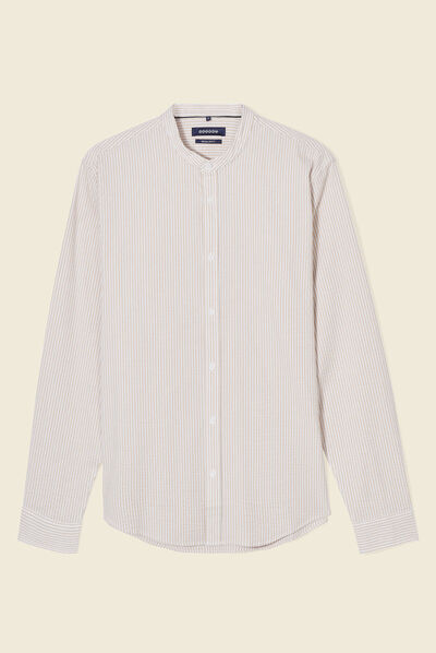 Chemise manches longues beige homme