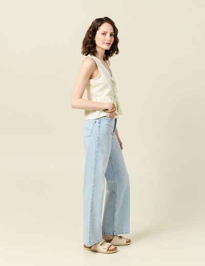 Blouse sans manches jaune pastel femme