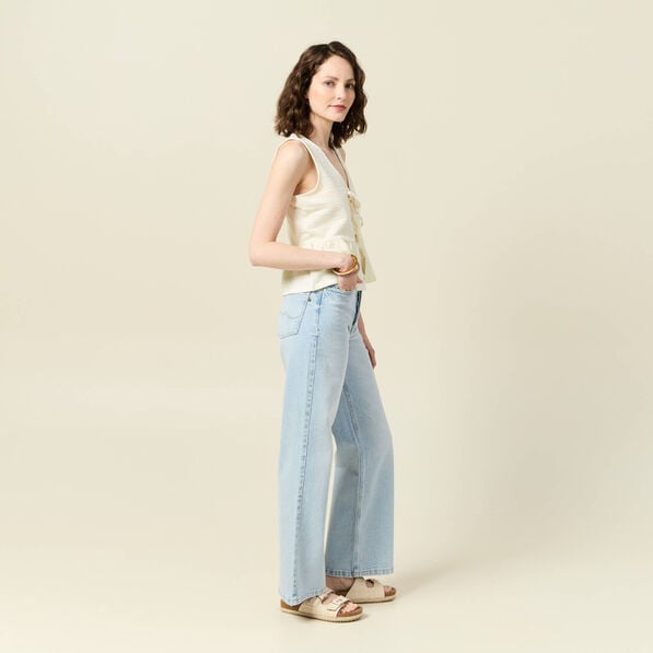 blouse sans manches jaune pastel femme Blouse sans manches jaune pastel femme