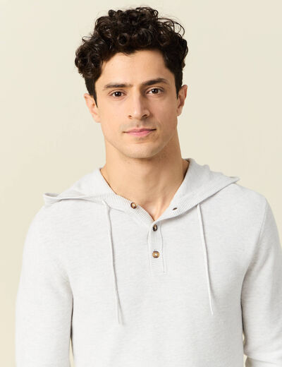 Pull à capuche ecru homme