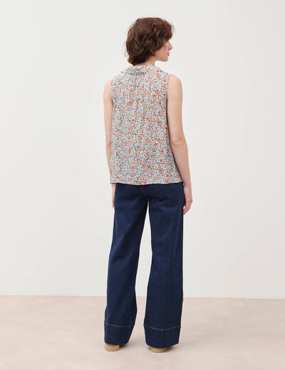 Blouse sans manches bleu gris femme