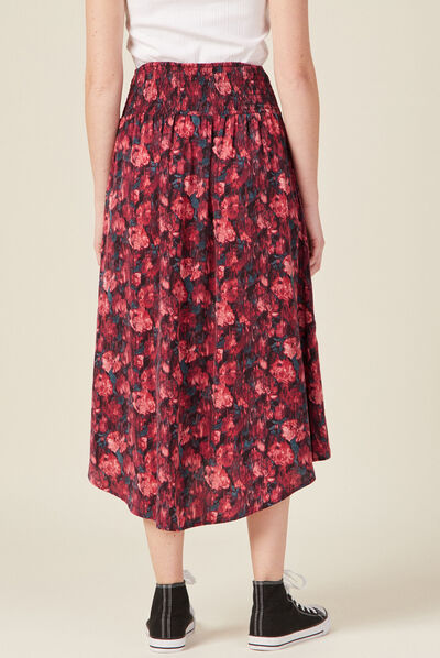 Jupe longue évasée fendue noir femme