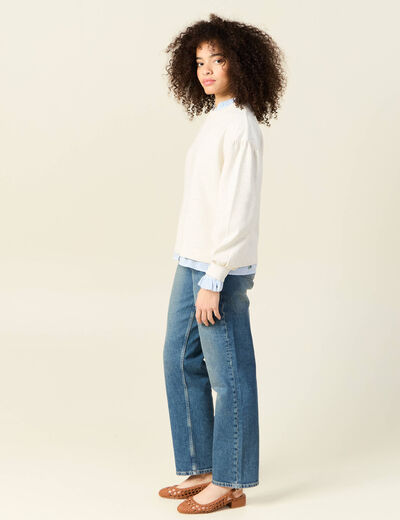Sweat manches longues ecru femme