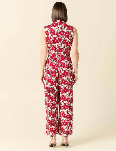 Combinaison pantalon ceinturée rouge femme