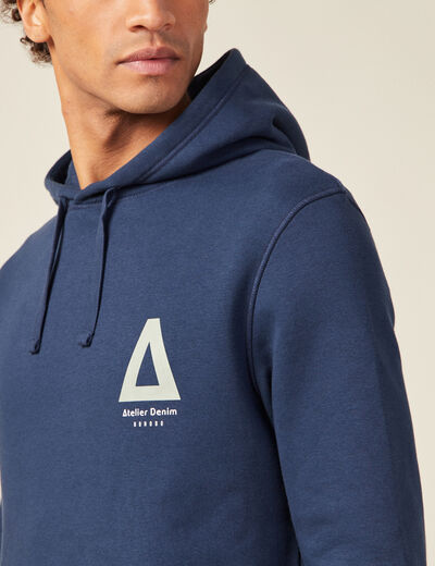 Sweat à capuche bleu marine homme