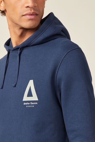 Sweat à capuche bleu marine homme
