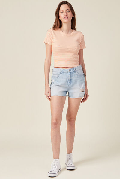 T-shirt manches courtes orange femme