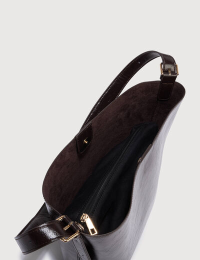 Sac bandouli&egrave;re marron fonc&eacute; femme