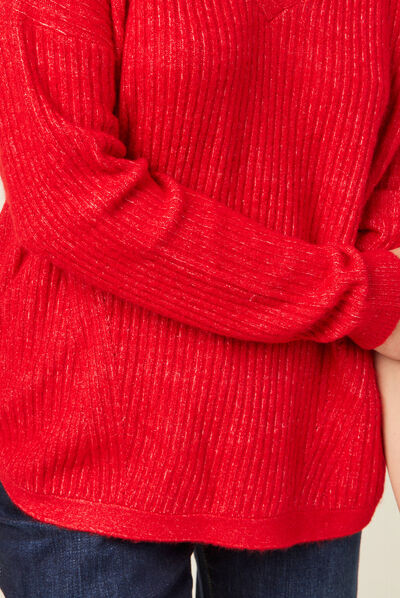 Pull éco-responsable rouge femme