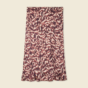Jupe midi évasée fluide marron femme