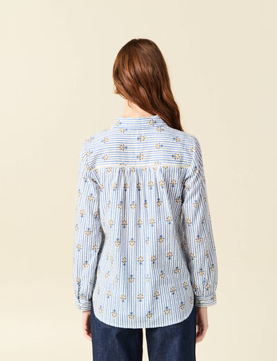Chemise manches longues bleu ciel femme