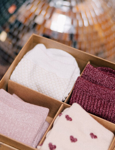 Lot 4 paires chaussettes vieux rose femme