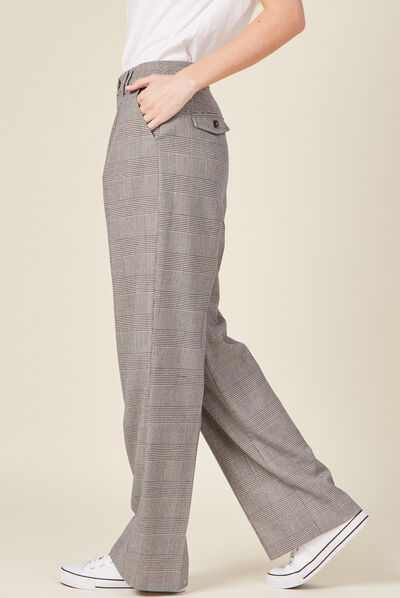 Pantalon large à pinces bleu marine femme