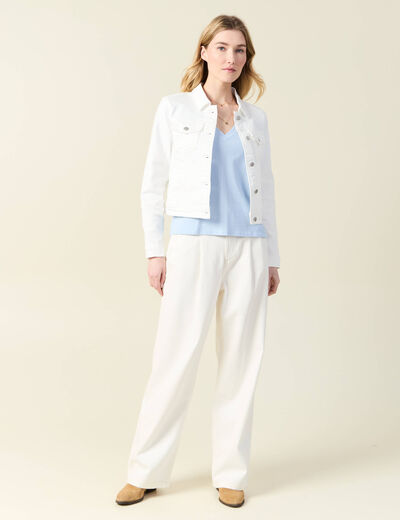 Blouson en jean denim blanc femme