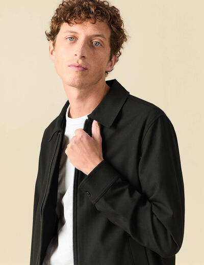 Blouson manches longues col classique noir homme