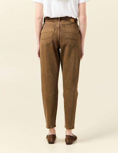 Jeans mom 7/8ème marron foncé femme