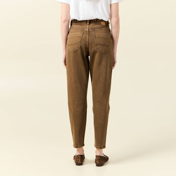 Jeans mom 7/8ème marron foncé femme