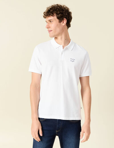 Polo manches courtes blanc homme