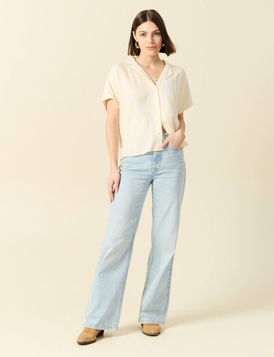 Chemise manches 3/4 jaune femme