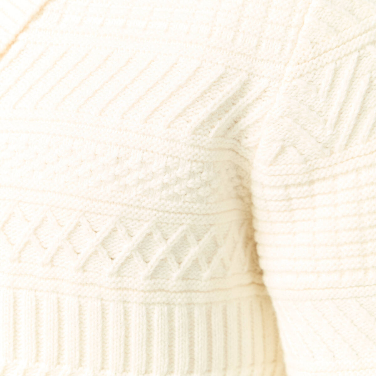 Gilet manches longues col ch&acirc;le ecru homme