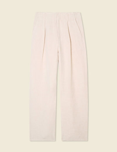 Pantalon large à pinces sable femme