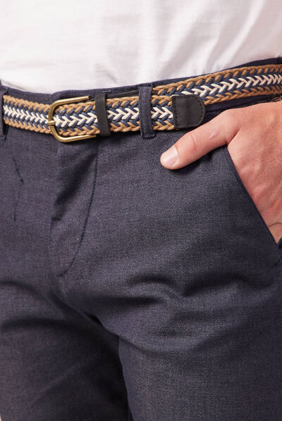 Pantalon chino straight bleu marine homme