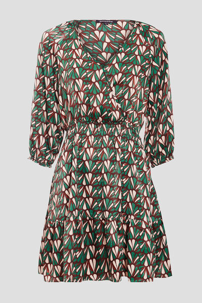 Robe évasée satinée noir femme