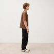 T-shirt droit en coton col ras du cou taupe homme