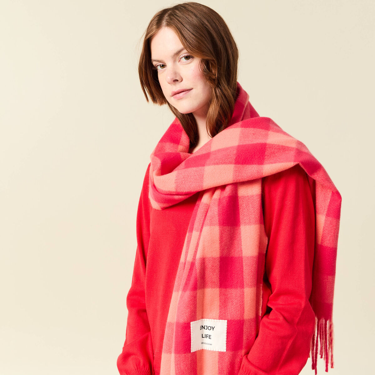 &Eacute;charpe rose corail femme