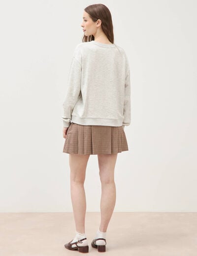 Sweat droit manches longues gris clair femme