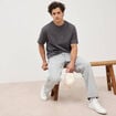 T-shirt ras de cou manches courtes gris fonc&eacute; homme