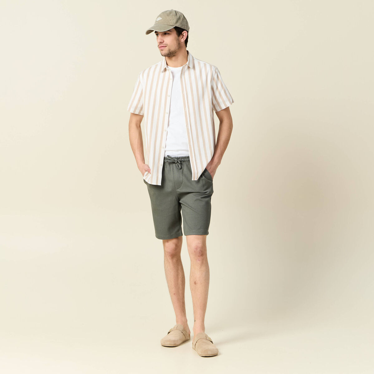 Chemise manches courtes sable homme