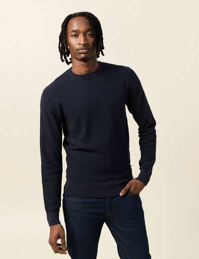 Pull éco-responsable bleu marine homme