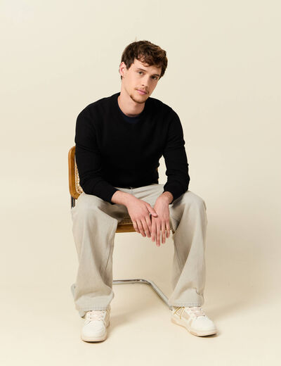 Pull col V noir homme