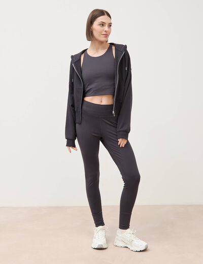 Sweat boyfriend &agrave; capuche gris fonc&eacute; femme