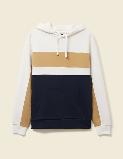 Sweat à capuche manches longues ecru homme