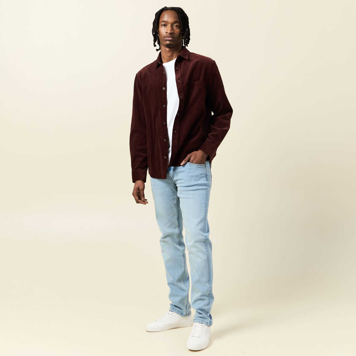 Jeans straight ultra stretch denim bleach homme