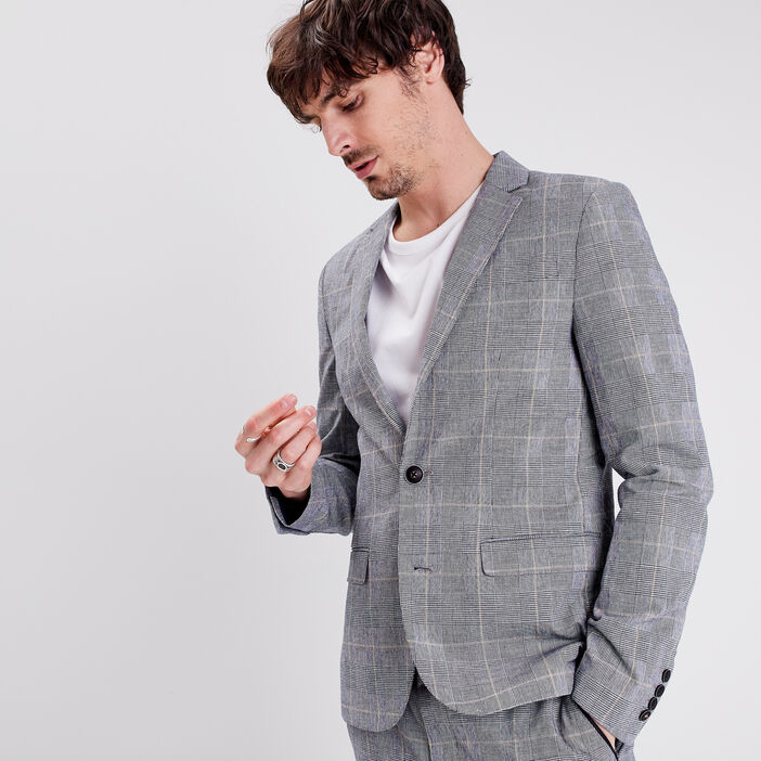 Veste droite boutonnée bleu marine homme