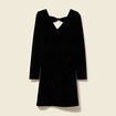 Robe manches longues en velours noir femme