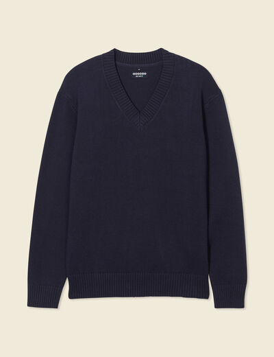 Pull éco-responsable bleu marine homme
