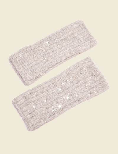 Mitaines sequins gris femme