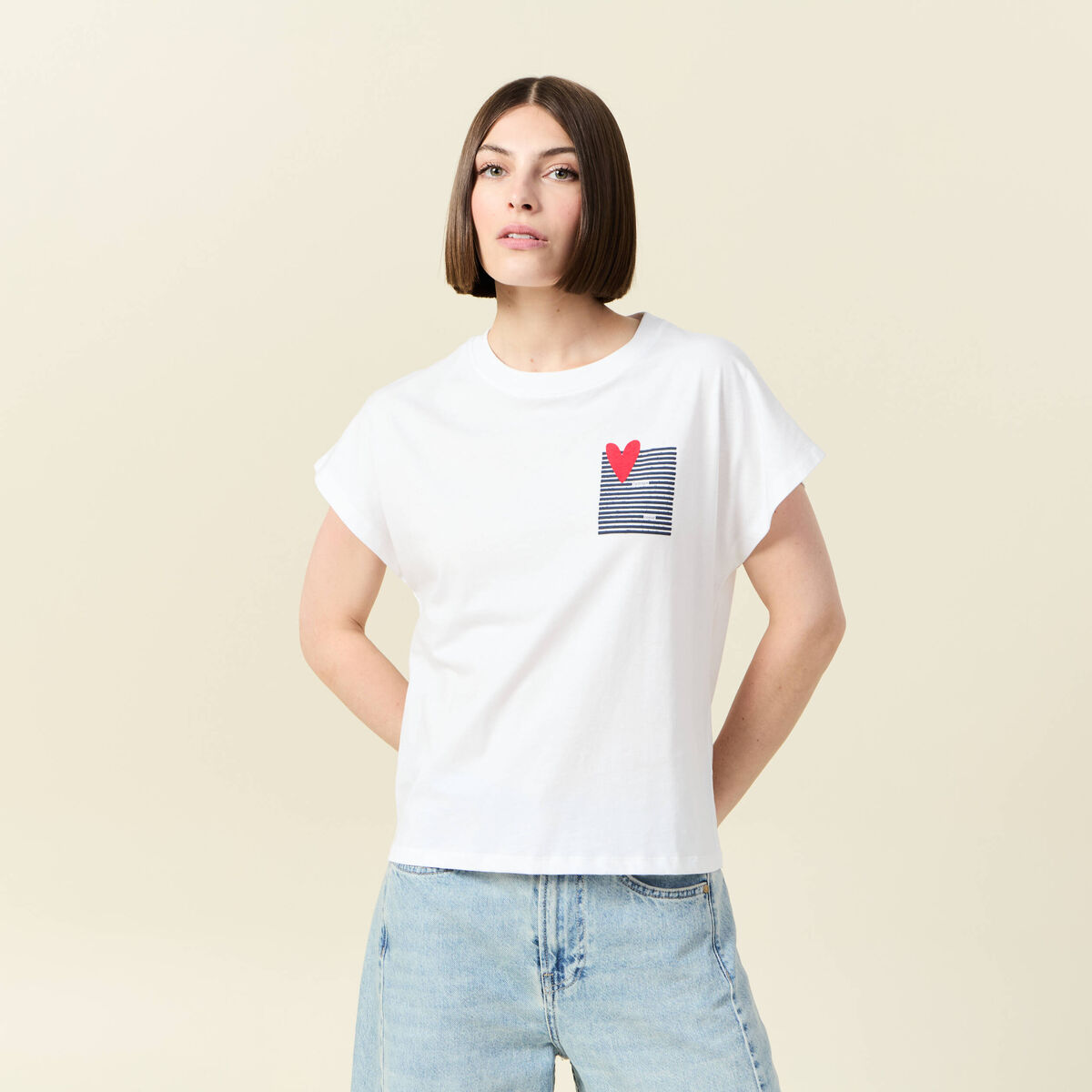 T-shirt manches courtes blanc femme