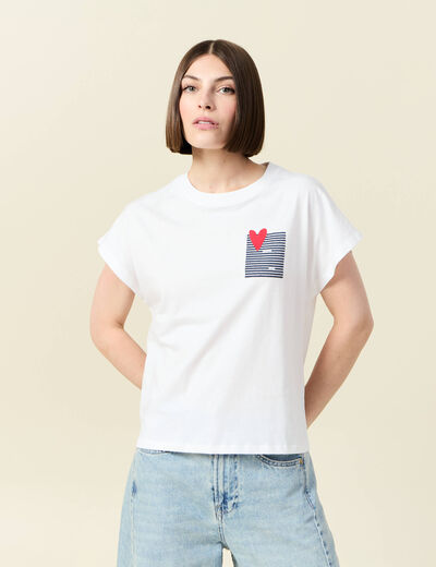 T-shirt manches courtes blanc femme
