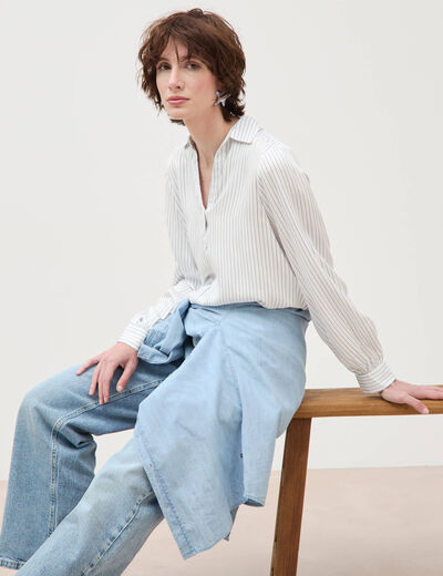 Blouse manches longues bleu femme