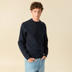 Pull fin manches longues col rond bleu marine homme